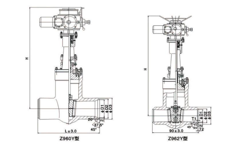 High temp and high pressure power station gate valve Z960Y Z962Y
